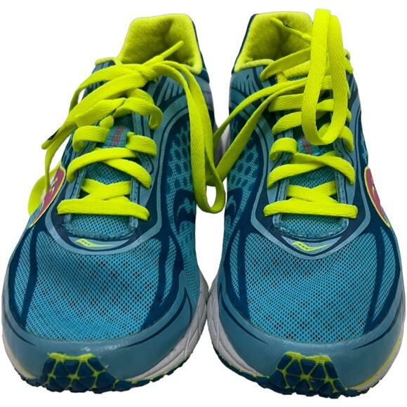 Saucony Womens Sneaker Size 11 Type A5 aqua Blue neon yellow Grid Running Shoes - Picture 2 of 6